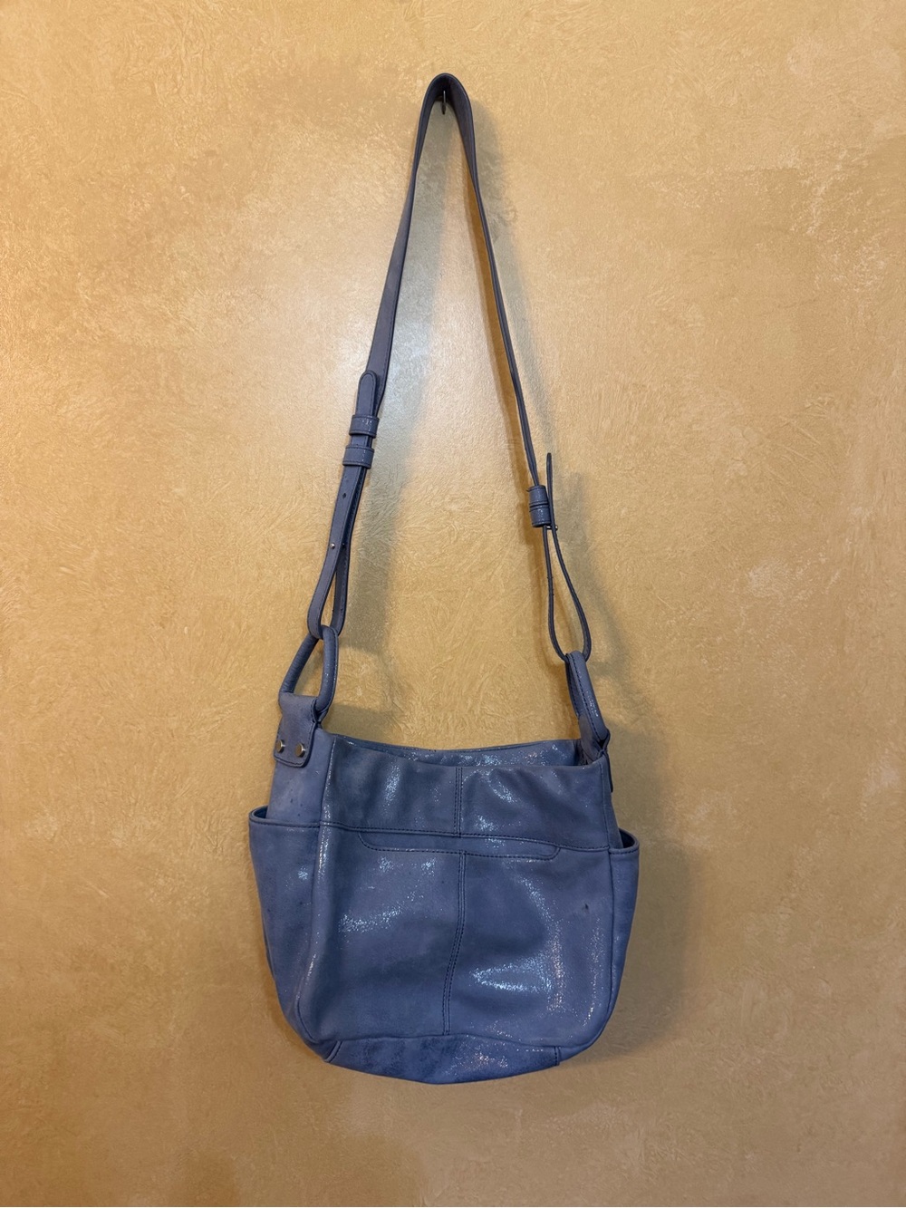 HOBO Blue Leather Shoulder Bag with Adjustable Strap